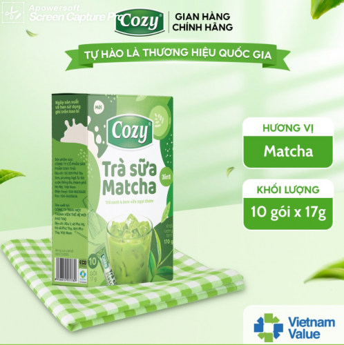 В'єтнамський зелений чай Матча COZY Matcha Tra Sua 3 in 1 17g