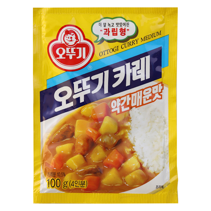 韩国原装进口不倒翁咖喱粉100克小包4人份微辣调味粉