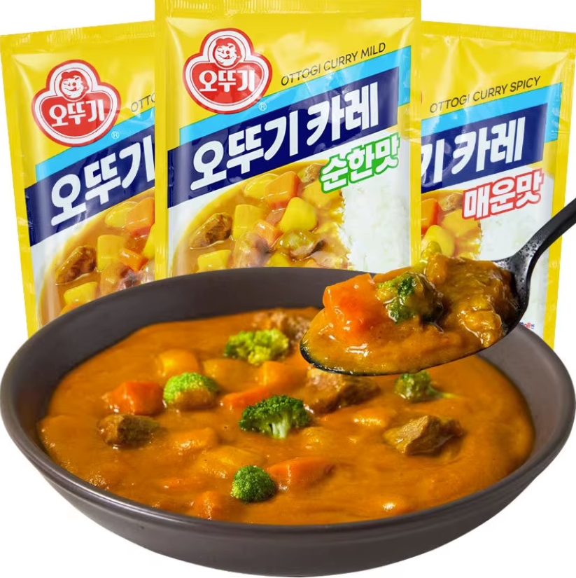 韩国原装进口不倒翁咖喱粉100克小包4人份微辣调味粉