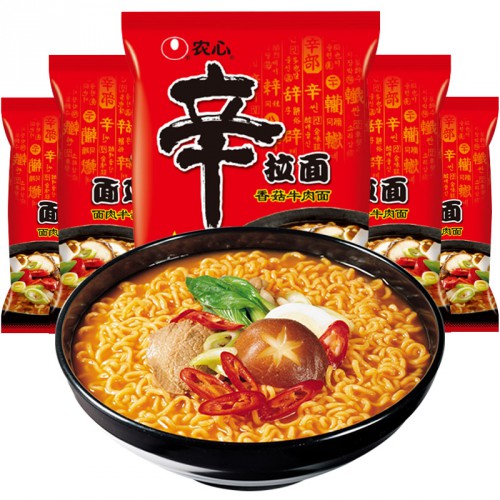 Корейская лапша быстрого приготовления острая с грибами Nongshim Shin Ramyun noodle soup Рамён, 120 г 