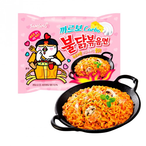 Корейская лапша Бульдак Карбонара SAMYANG Carbo Hot Chicken Flavor Ramen (Корея), 130 г 