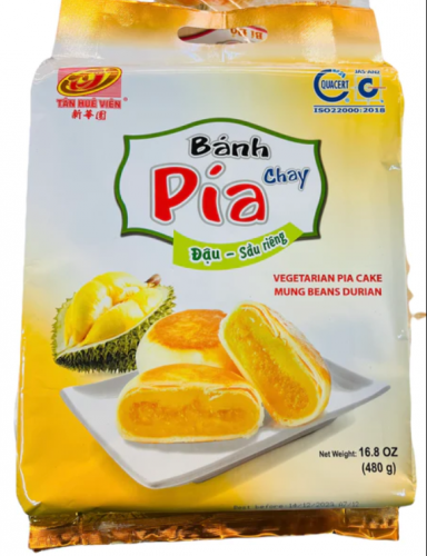 Pia cake - Mung Bean Durian - Bánh Pía đậu xanh sầu riêng (chay) Tan Hue Vien Дуриан и бобов мунг 480г