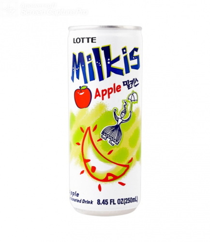 韩国进口饮料 乐天牛奶碳酸饮料250ml苏打汽水妙之吻milkis饮品 苹果味